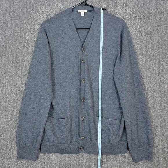 Gap Sweater Mens XL Gray Heather 100% Extra Fine Merino Wool V Neck Cardigan - Picture 3 of 13